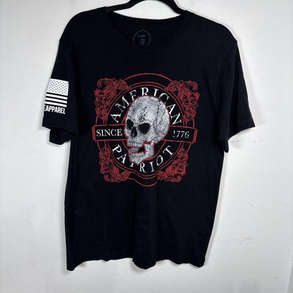 Nine Line Apparel L American Patriot Since 1776 Skull Graphic T-Shirt Black tee